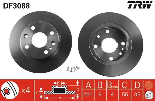 спирачен диск TRW DF3088