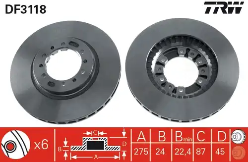 спирачен диск TRW DF3118