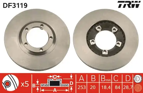 спирачен диск TRW DF3119