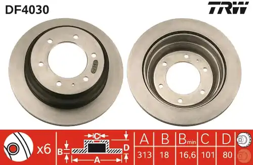 спирачен диск TRW DF4030