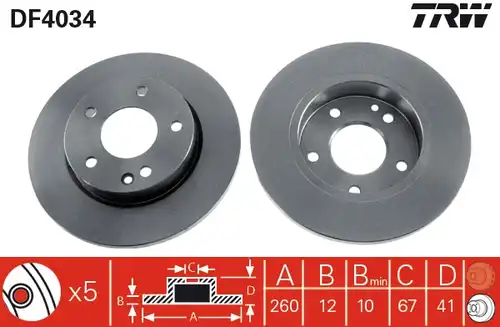 спирачен диск TRW DF4034