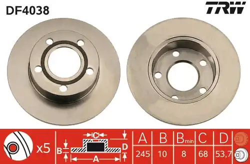 спирачен диск TRW DF4038