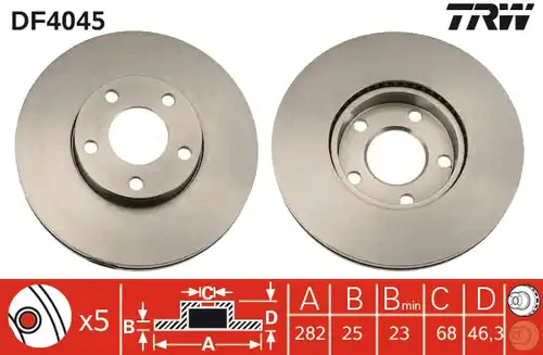 спирачен диск TRW DF4045