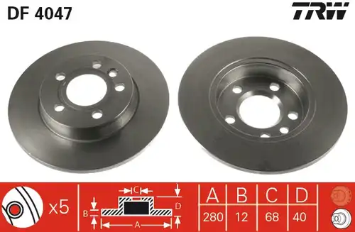 спирачен диск TRW DF4047