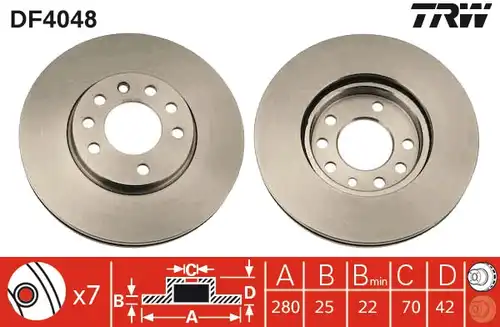 спирачен диск TRW DF4048