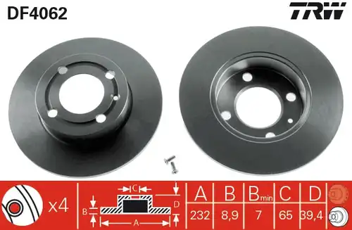 спирачен диск TRW DF4062