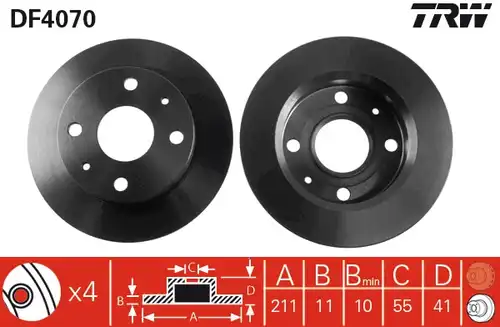 спирачен диск TRW DF4070