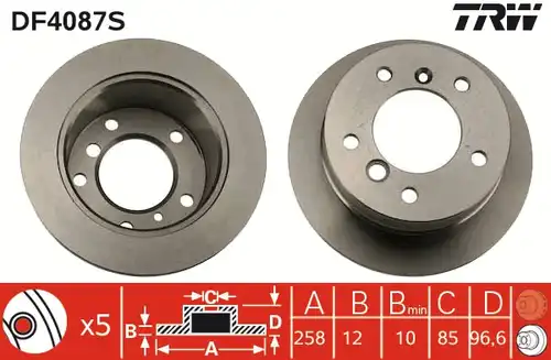 спирачен диск TRW DF4087S