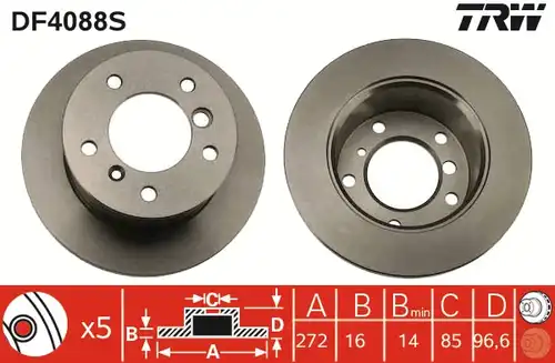 спирачен диск TRW DF4088S