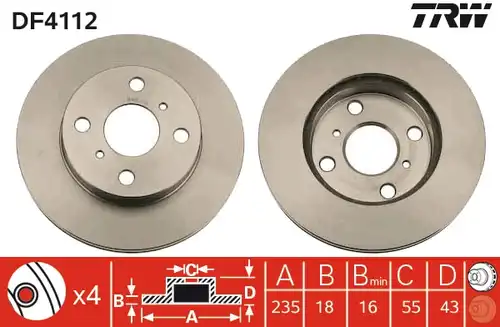 спирачен диск TRW DF4112