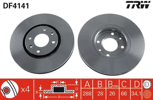 спирачен диск TRW DF4141