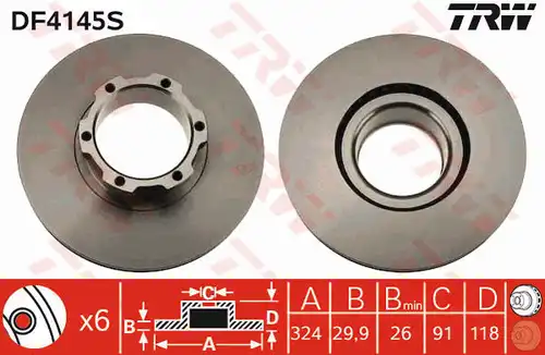 спирачен диск TRW DF4145S