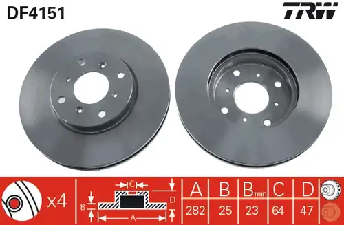 спирачен диск TRW DF4151