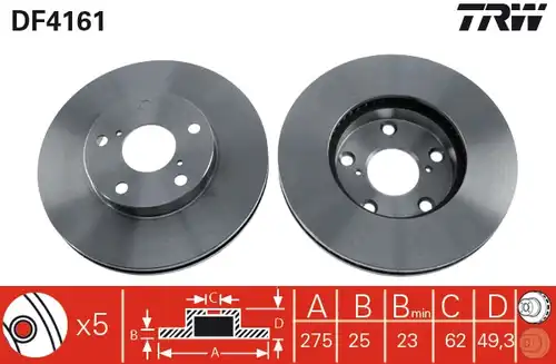 спирачен диск TRW DF4161