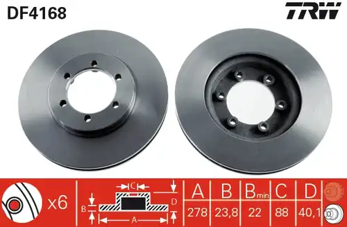 спирачен диск TRW DF4168