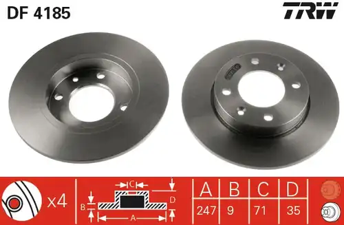 спирачен диск TRW DF4185