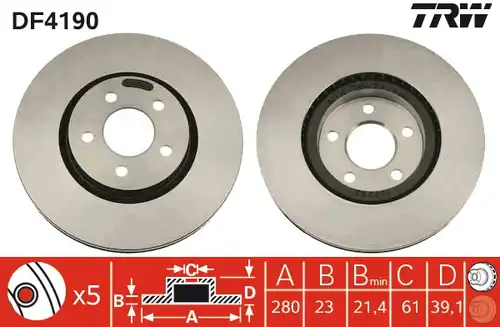 спирачен диск TRW DF4190