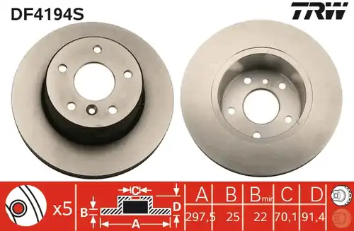 спирачен диск TRW DF4194S