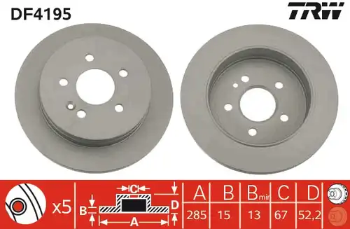 спирачен диск TRW DF4195