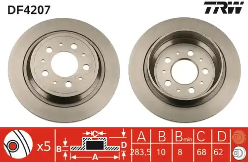 спирачен диск TRW DF4207