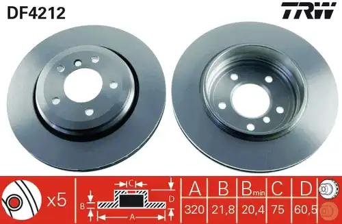 спирачен диск TRW DF4212