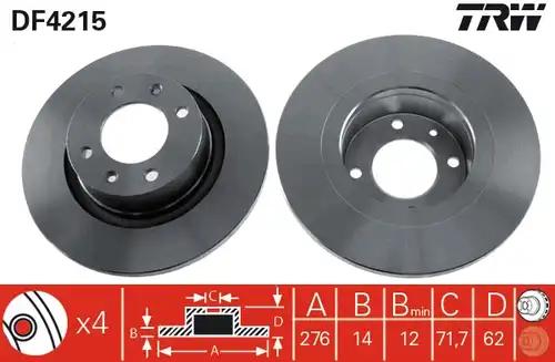 спирачен диск TRW DF4215