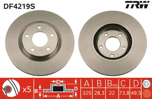 спирачен диск TRW DF4219S