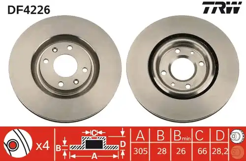 спирачен диск TRW DF4226