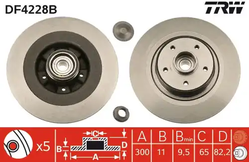 спирачен диск TRW DF4228BS