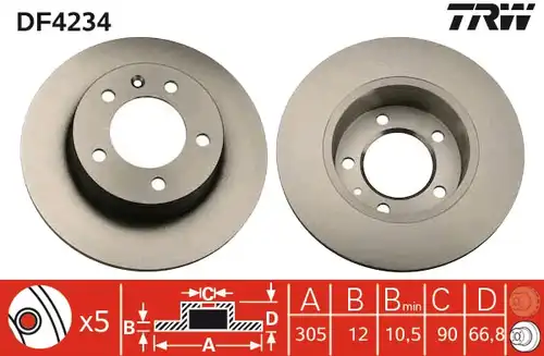 спирачен диск TRW DF4234