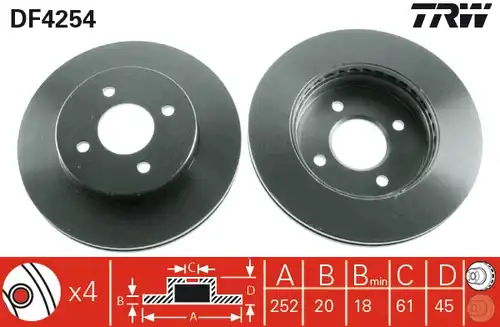 спирачен диск TRW DF4254