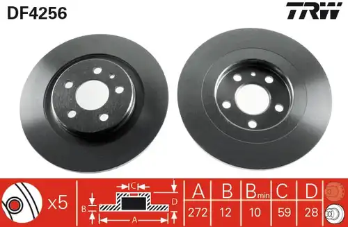 спирачен диск TRW DF4256