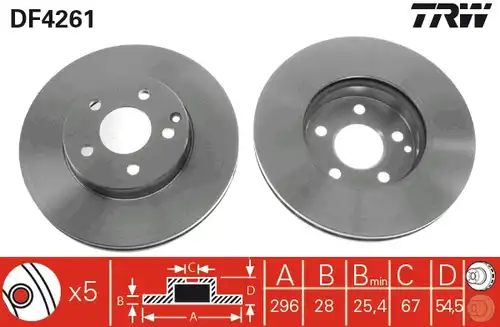 спирачен диск TRW DF4261