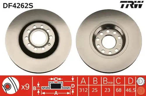 спирачен диск TRW DF4262S