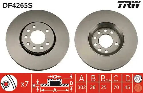 спирачен диск TRW DF4265S