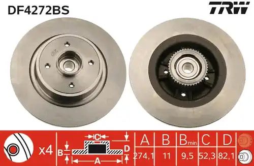 спирачен диск TRW DF4272BS