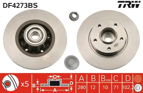 спирачен диск TRW DF4273BS