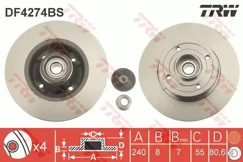 спирачен диск TRW DF4274BS