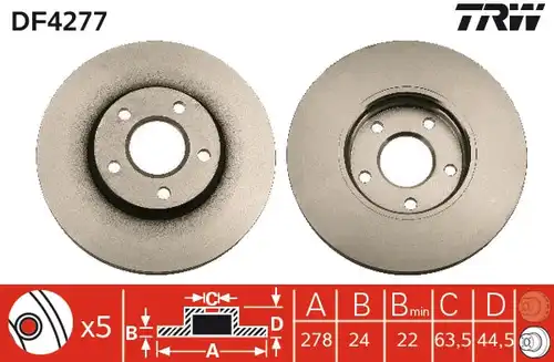 спирачен диск TRW DF4277