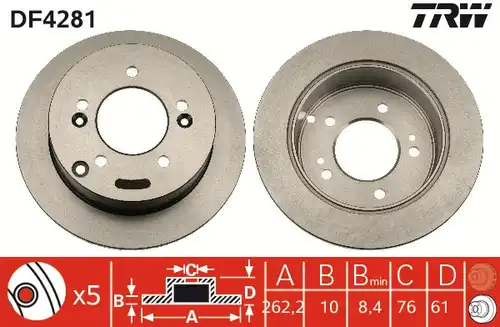 спирачен диск TRW DF4281