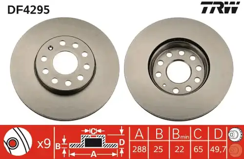 спирачен диск TRW DF4295