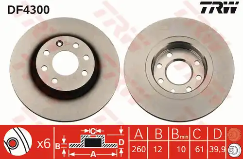 спирачен диск TRW DF4300