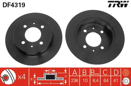 спирачен диск TRW DF4319