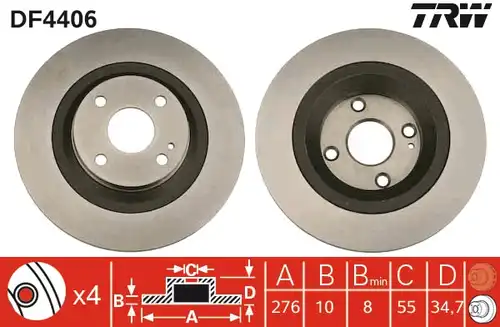 спирачен диск TRW DF4406