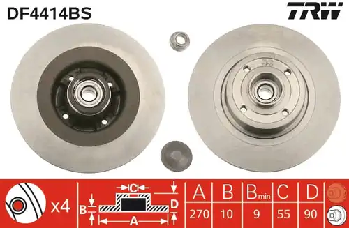 спирачен диск TRW DF4414BS