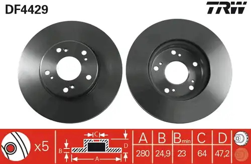 спирачен диск TRW DF4429