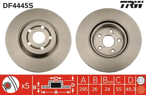 спирачен диск TRW DF4445S