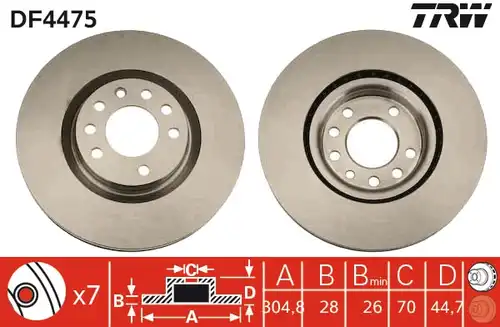 спирачен диск TRW DF4475
