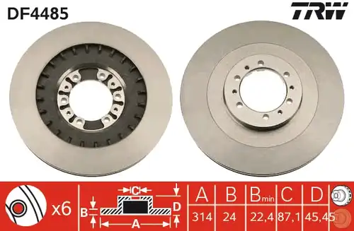 спирачен диск TRW DF4485