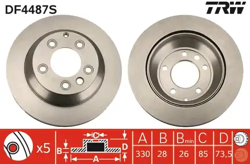 спирачен диск TRW DF4487S
